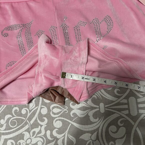 Juicy Couture Lounge Shorts Women L Pink Brown 2 Pk Velour Plush Bling Logo NWT - Picture 8 of 12